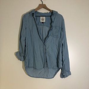 Women’s button up denim colored shirt size medium
